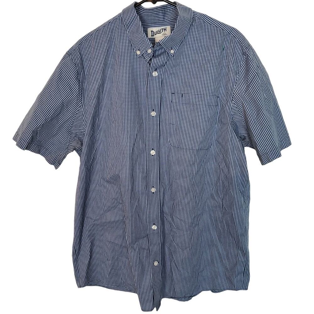 Duluth Trading Co Mens Checker Button Down Shirt L Relaxed Fit Gorpcore Cotton